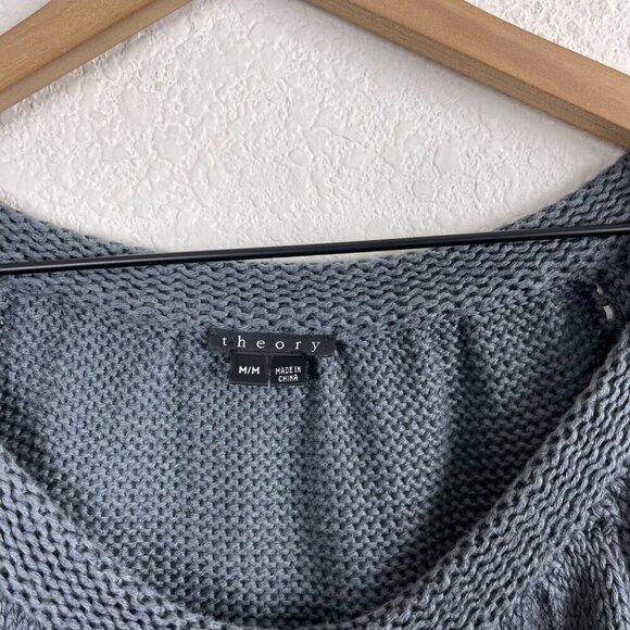 Theory Women’s Jaklyn Marbella Gray Linen Cardigan Sweater – Size Medium - Picture 3 of 6